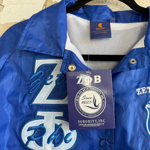 Zeta Phi Beta Jacket Sorority Windbreaker ZΦB Applique Crest Womens S Greek NWT - Picture 6 of 8